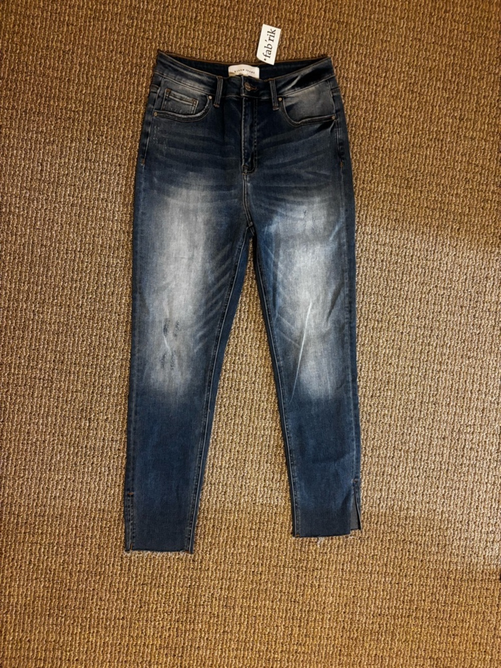 Fab’rik Risen High-Rise Skinny Jeans in Dark Wash with Split Hem